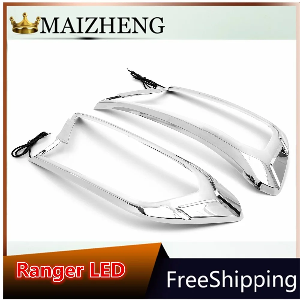LED DRL для Ford ranger T6/Everest light brow car налобный фонарь крышка фары хром/черный ABS 2015 2016 2017