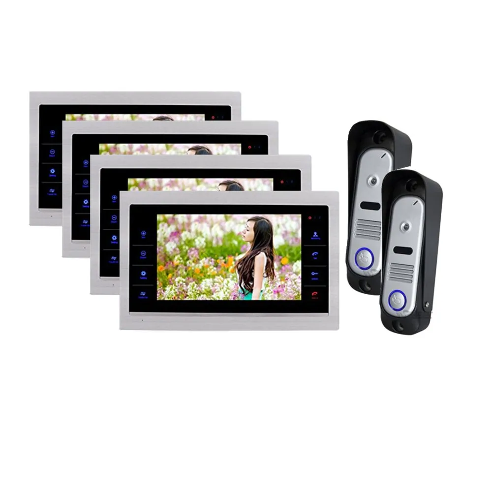 

Homefong 10 Inch 2 Video Door Phone Doorbell 4 LCD Monitor IR Camera Night View SD card (Not Included) 2V2