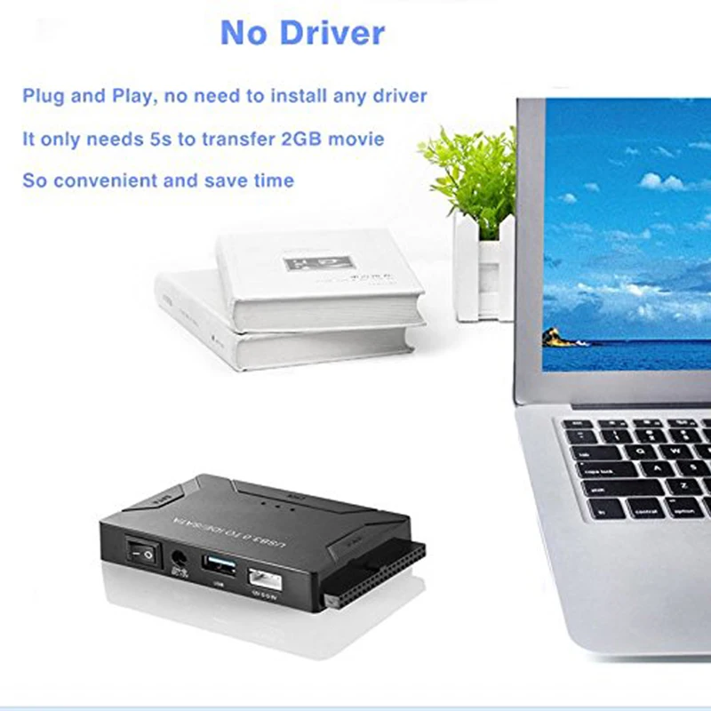 SATA Combo USB IDE SATA Adapter Hard Disk SATA to USB3.0 Data Transfer Converter for 2.5/3.5/5.25 Optical Drive HDD SSD(EU plu