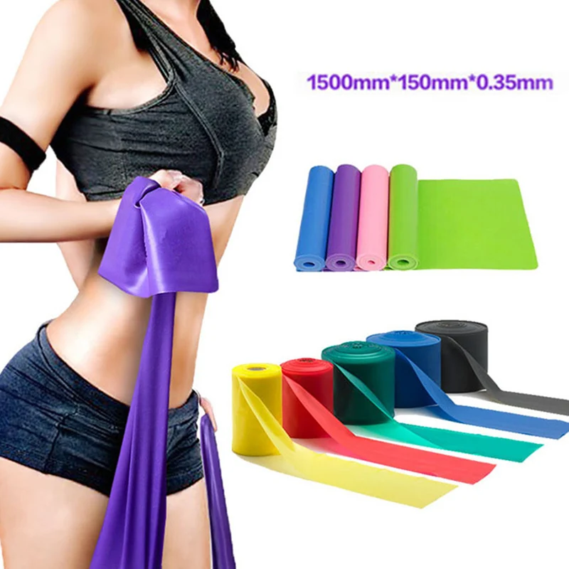 

2018 New Gym Fitness Resistance Bands 1500mm*150mm*0.35mm Strength Training Strong Latex Elastic Crossfit Yoga Rubber Sport Lo