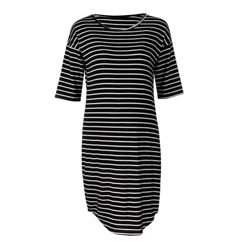2019 new Fashion Womens Pregnants O-Neck Stripe Short Sleeve Nursing Maternity Dress brief design #4m29 (16)
