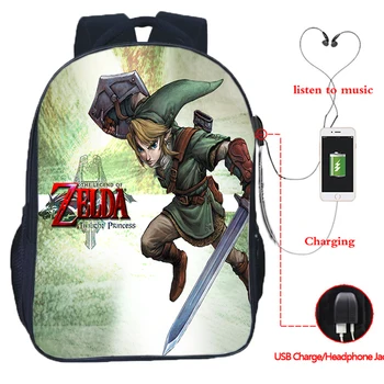 

Beautiful The Legend of Zelda USB Charge Rucksack Link Men Women Boys Girls School Bag Fashion Student Surprise Gift Backpack
