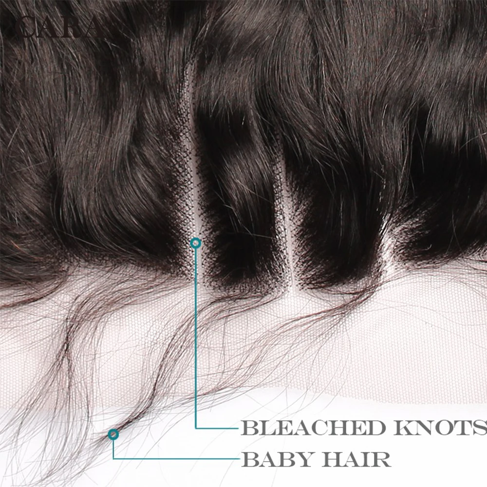 Deep Wave Lace Frontal Closure Brazilian Remy Hair Natural Color 13x4 Human Hair Pre Plucked With Baby Hair Free Part CARA Hair