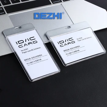 DEZHI-New Fashion ID IC Card Breakaway Badge Holder,Clear Badge Holder Work Card Without Lanyard,Acrylic with Metal Material 2016 new aluminium alloy employee worker id card holder with lanyard