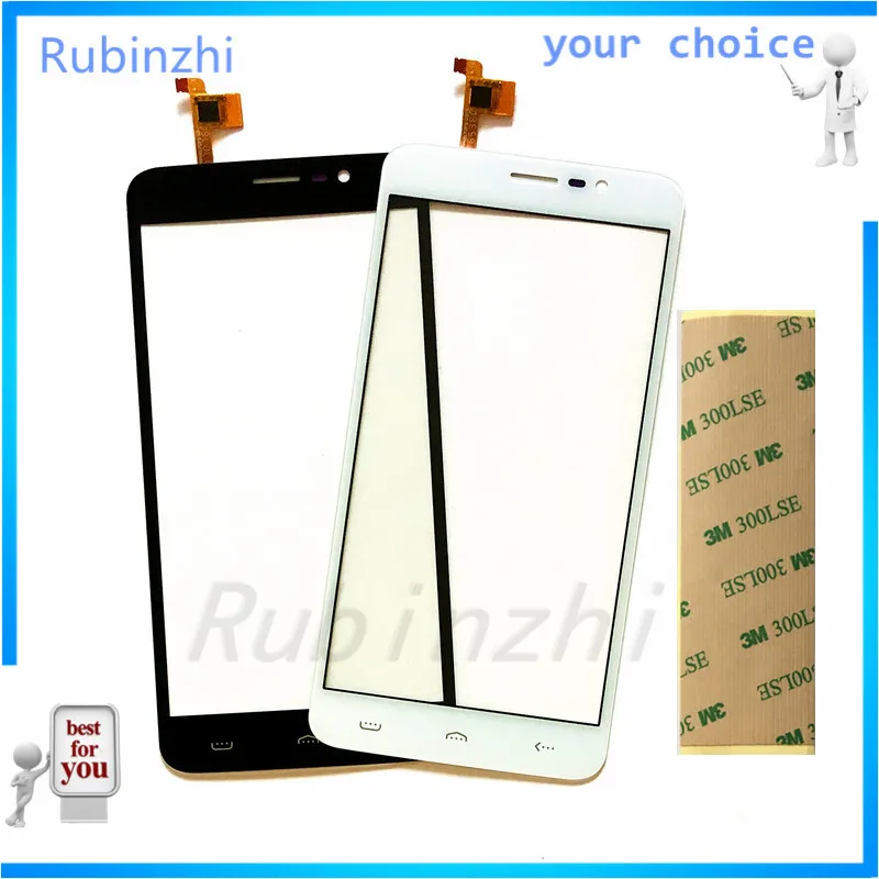 

RUBINZHI Phone Touch Sensor For Homtom HT27 HT 27 Touch Screen Digitizer Panel replacement Front Glass+3m Sticker