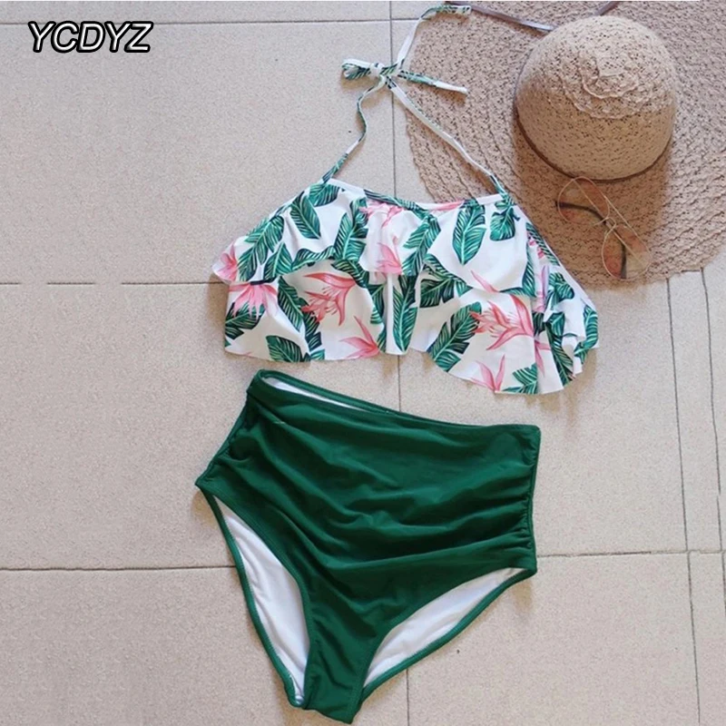

YCDYZ 2018 High Waist Ruffle Bikini Set Women Push Up Swimwear Female Two Piece Swimsuit Bandeau Bathing suit Hater Bikini Swim