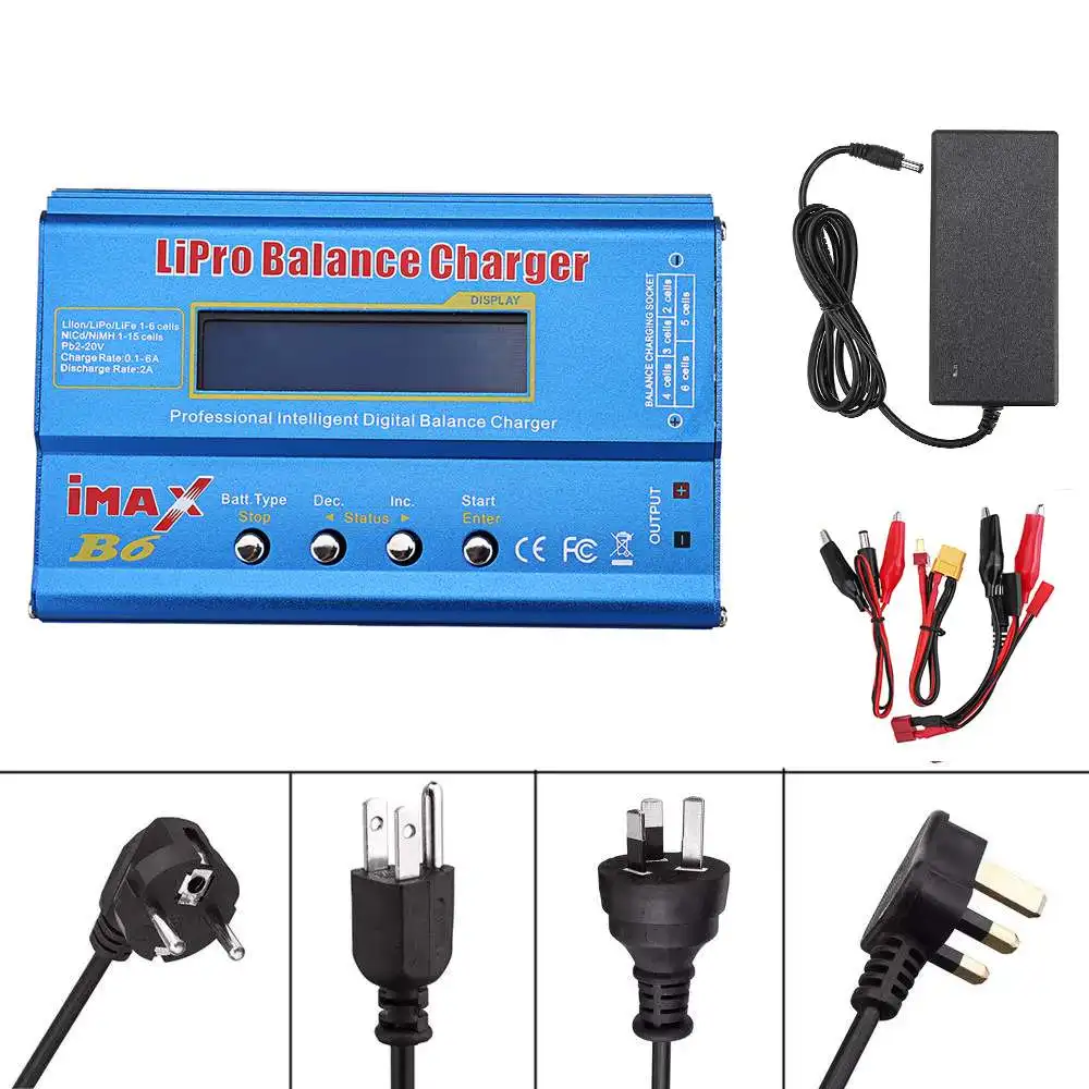

iMAX B6 80W 6A Lipo Battery Balance Charger Discharger XT60 Output & Power Supply Adapter for RC Drones FPV Quadcopter Power