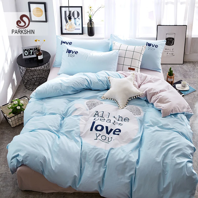 ParkShin Bedding Sets Linen Cotton Comforter Duvet Cover Double Bed