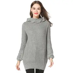 Водолазка вязаный свитер для женщин длинные повседневное Зимний пуловер свитер осень уличная теплые свободные пуловеры для топы
