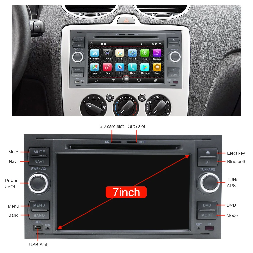 Sale Eunavi 2G+32G Car DVD GPS Navi For  Ford Mondeo S-max Focus C-MAX Galaxy Fiesta transit Fusion Connect kuga 2 din 8 cores 1