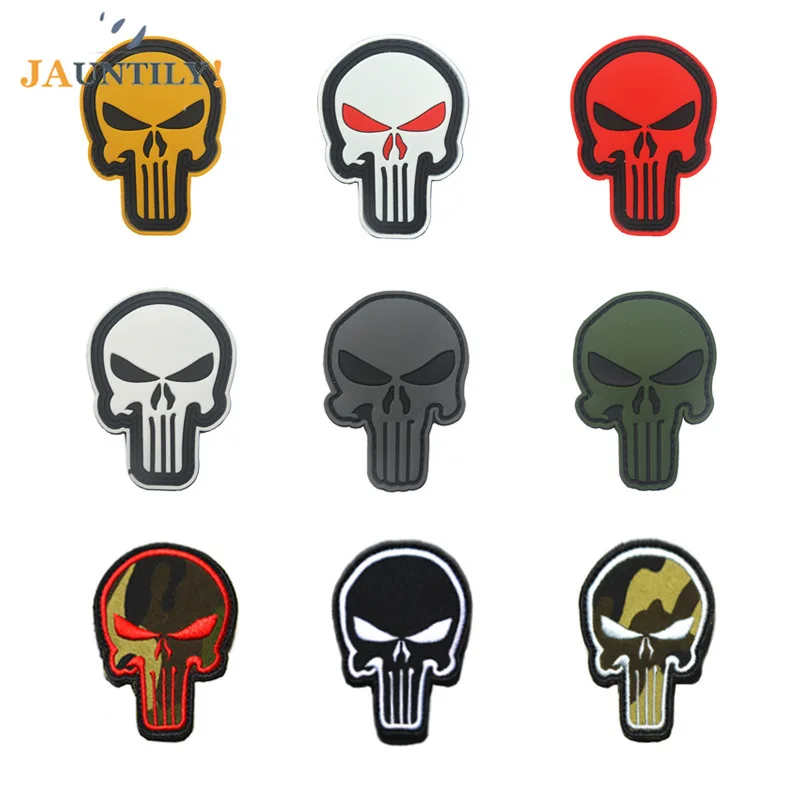 

3D DIY Embroidery Special Skulls Hook Loop Fasteners Armband 3 Color Morale Badge Patches PVC Uniform Tactical Rubber Badge