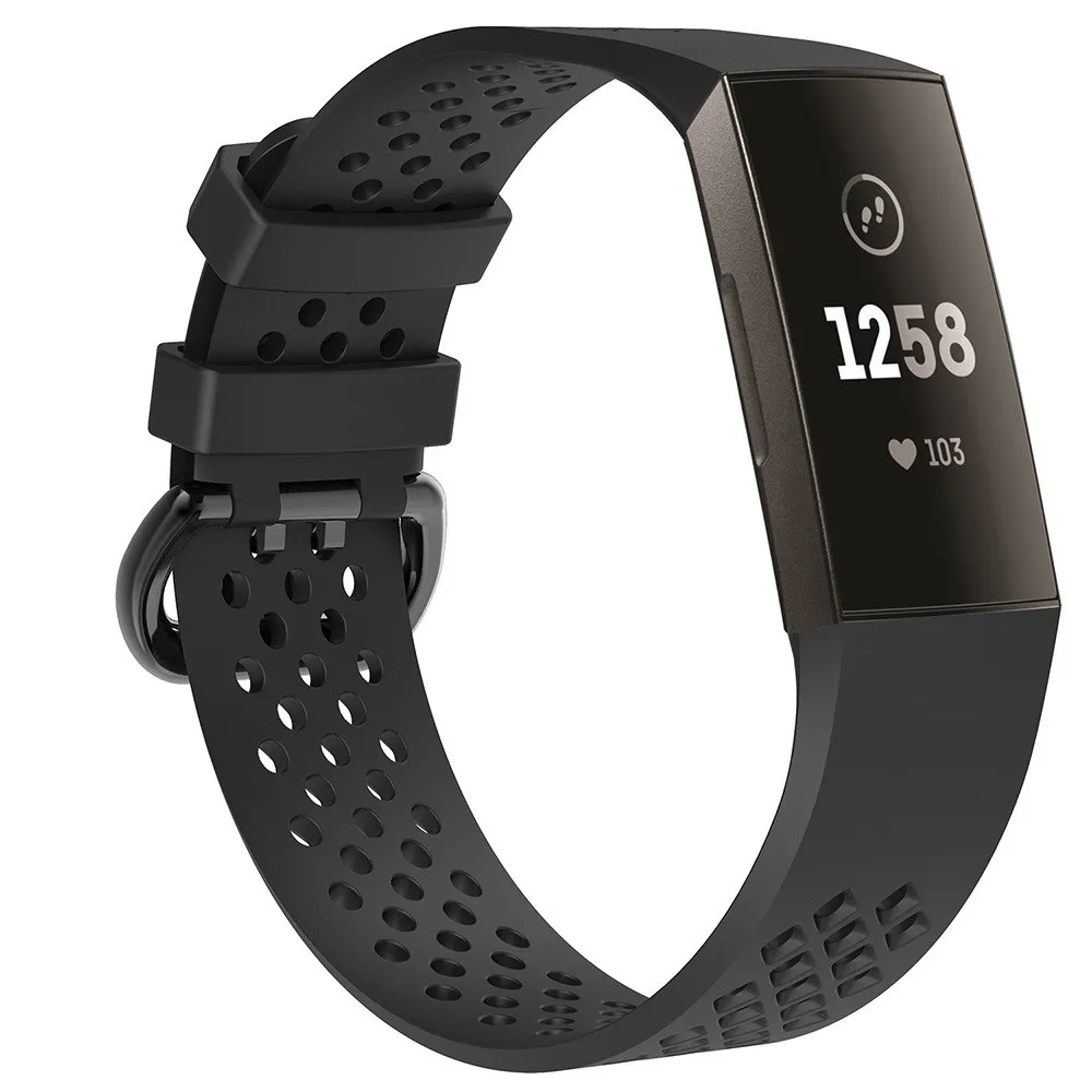 Новый Силиконовый ремешок для Fitbit Charge 3 часов спортивный дышащий силикон браслет