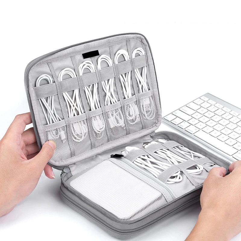 

USB Cables Wires Organizer Digital Storage Bags Portable Box Power Electronic Zipper Sorting Bag Case Package Accessories Items