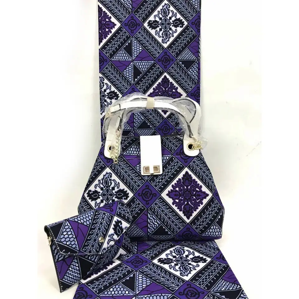 

3pc Set Ankara Handbag+ Clutch Bag+6 Yard African Fabrics Wax Prints Ankara Kitenge/Pagnes/Kikwembe For Women YBGB-1