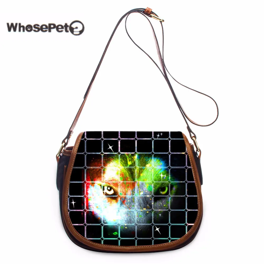 

WHOSEPET Wolf Cool Leisure Sling Bag Female Shoulder Bag Fashion Small Phone Coin Messenger Purse Women Pu Satchel Saddle Tote