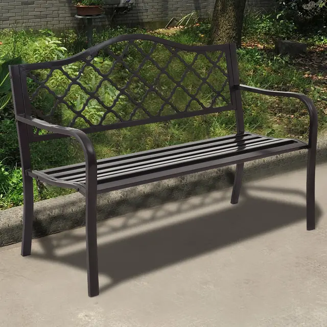 Giantex 50 Patio Garden Bench Loveseats Park Yard Furniture Decor Giantex 50 Patio Garden Bench Loveseats Park Yard Furniture Decor Cast Iron Frame Black Outdoor Metal Op3136