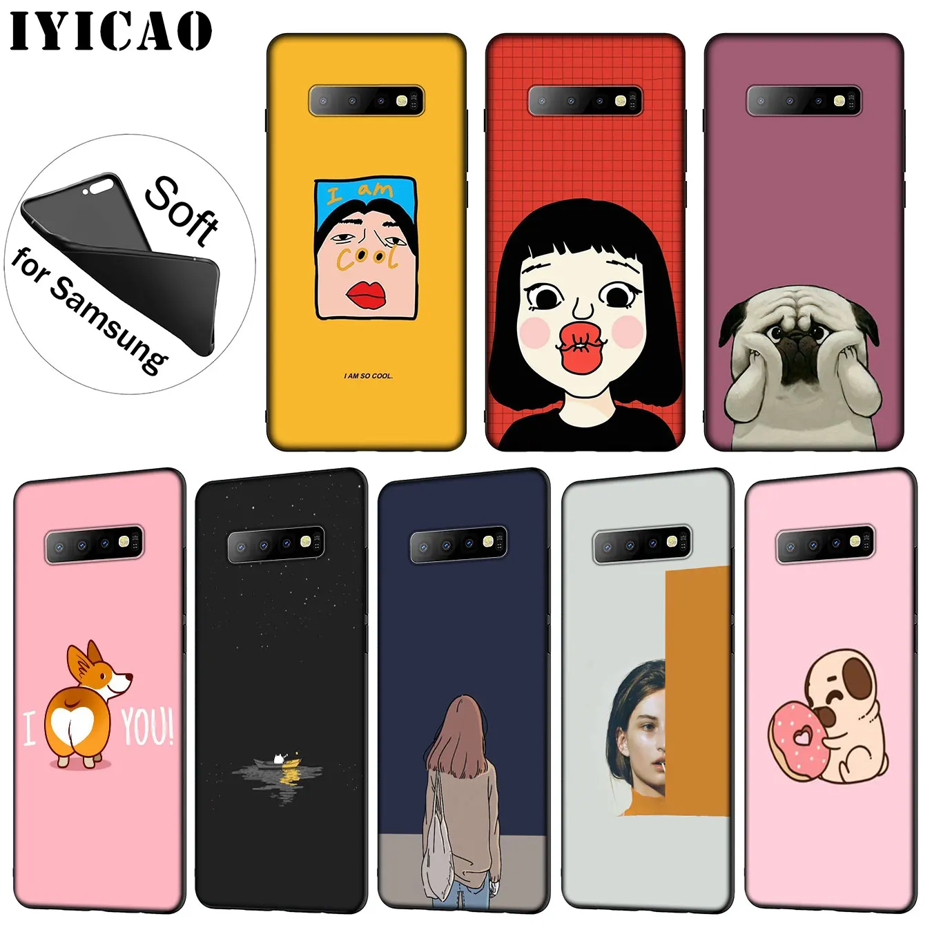 IYICAO Cute anime art Dog Soft Silicone Phone Case for Samsung Galaxy S20 Ultra S10 Lite S9 S8 Plus S6 S7 Edge S10e Cover |