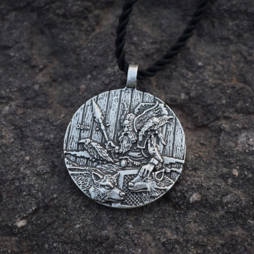 

God Odin With Ravens And Wolf Pendant Necklaces Norse Odin Viking Jewelry Slavic Pendant Sanlan Original Jewelry