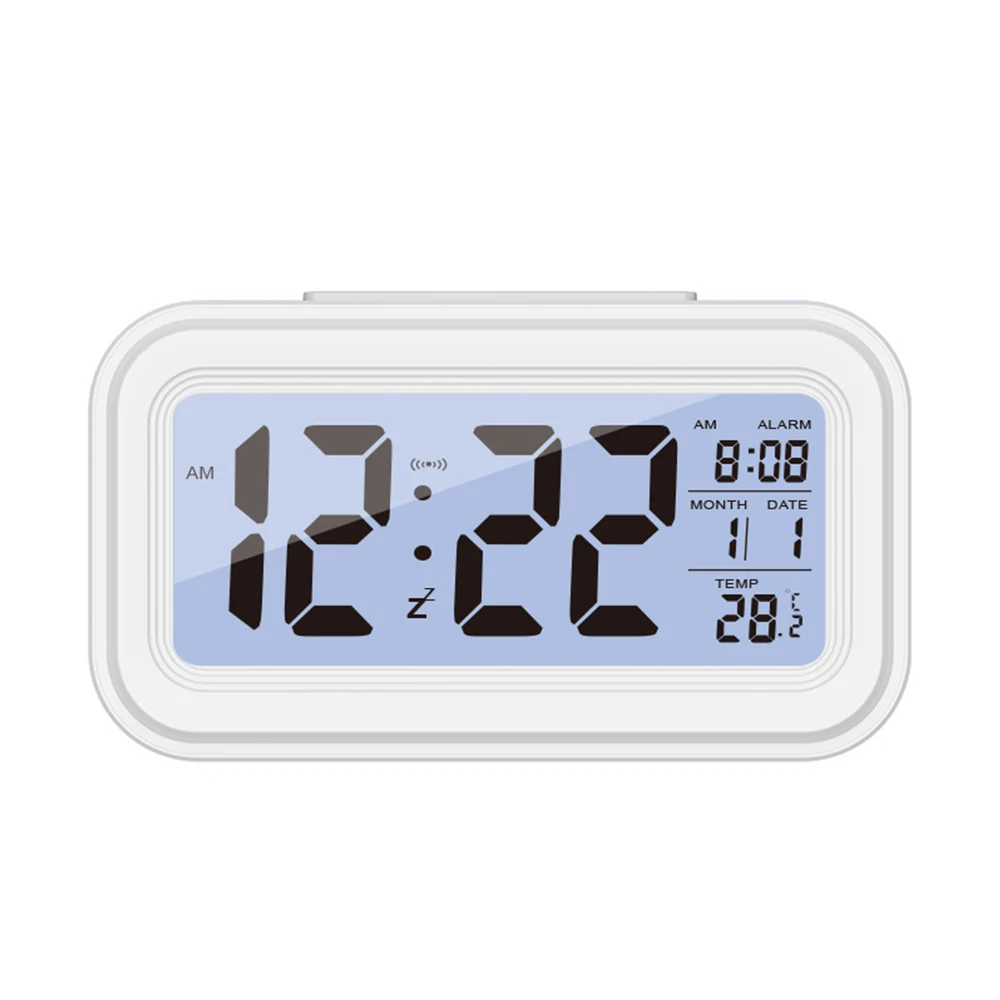 1pc Digital Alarm Clock Large LCD Display Snooze Electronic Clock Light Sensor Office Table Clock For Children Kids New