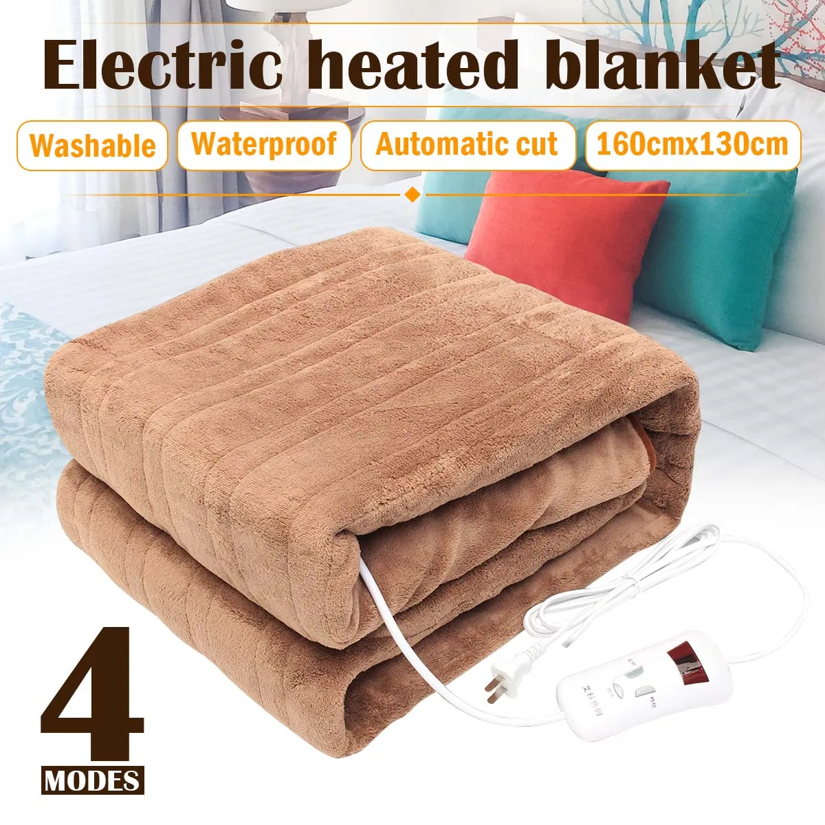 

160x130cm Electric Blanlet Mat 220V Auto Electric Heated Blanket Mat Single-control Dormitory Bedroom Heating Carpet Washable