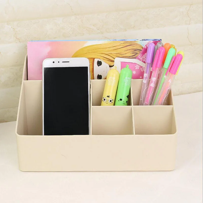 1 Pcs Simple Makeup Organizer 6 Grid Plastic Storage Box Home Gadget Cosmetics Desktop Finishing Organizador 2019 HOT SALE