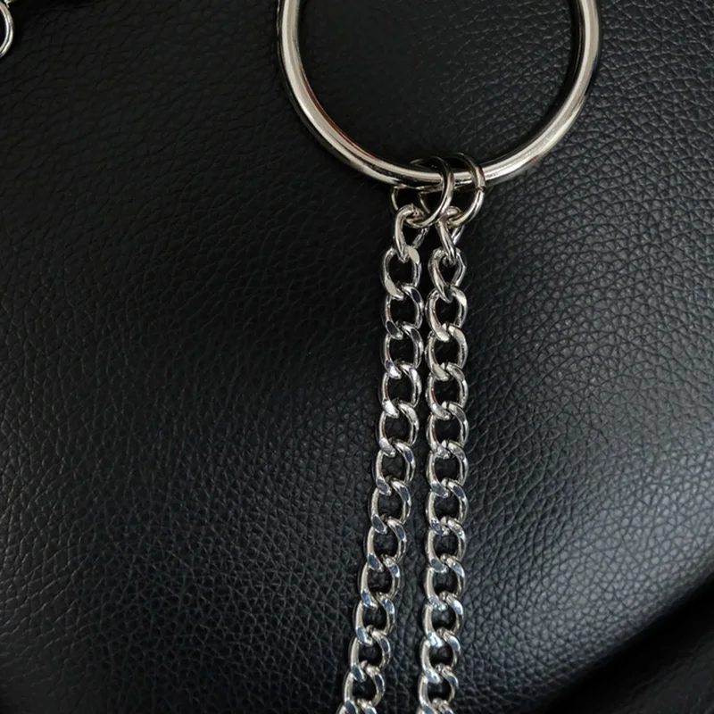 Pocket Chain Wallet Chain 23.5 Silver Keychain with Both Ends Lobster Clasps for Keys Wallet Jeans Pants Belt Loop Purse Handbag-Silver-1layer 