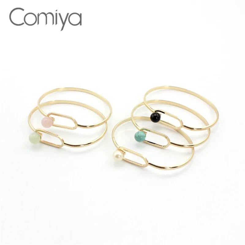 

Comiya Jewelery Bracelete Masculino Simulated Peal Stone Lady Bangles Bracelet Acier Inoxydable Femme For Women Fashion Jewelry