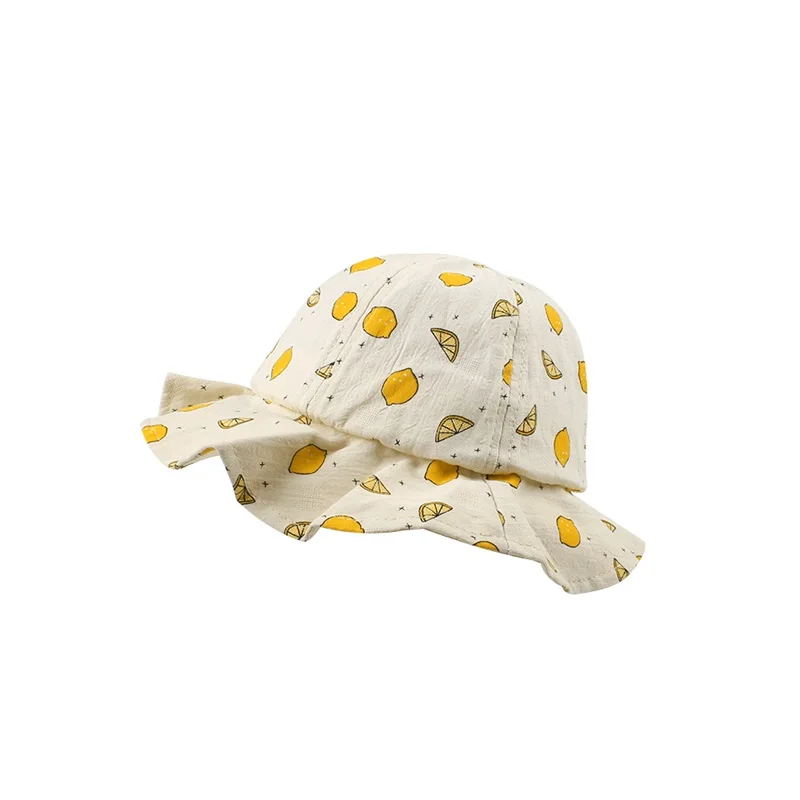 Fashion Cotton Baby Hat Cute Lemon Bucket Hat For Girls Wide Brim Beach Sun Cap Toddler Baby Hat Autumn 1-3Y Baby Girls Clothing (4)