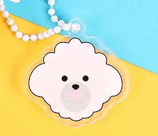 Корейский акриловый брелок с прозрачным окошком Kiten Puppy Cloud симпатичный помпон pom брелок кошелек цепь сумка Шарм - Цвет: A1748-12