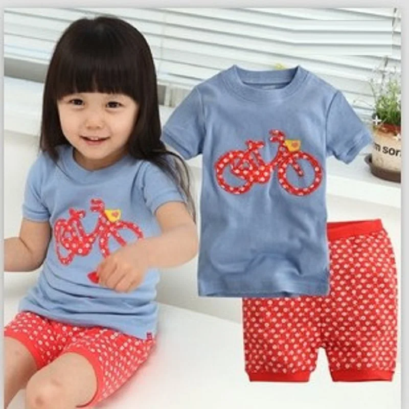 Комплект одежды из 2 предметов с рисунком жирафа для маленьких девочек летние детские пижамные комплекты футболка с леопардовым принтом для девочек короткие штаны хлопковые наряды блузки - Цвет: 14