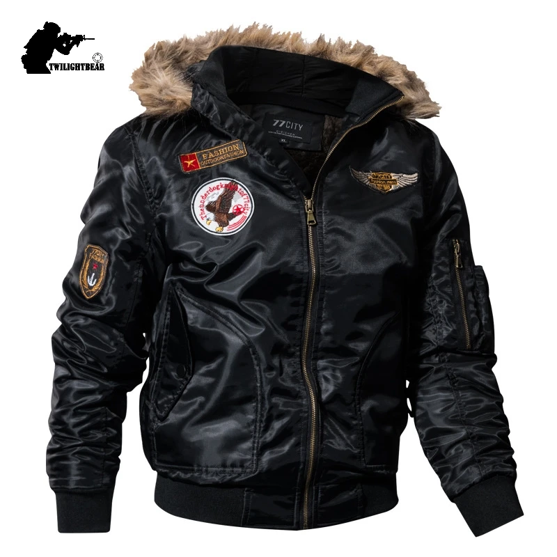 Новинка, зимняя мужская куртка-бомбер, куртка, военный меховой воротник, с капюшоном, флисовая стеганая куртка, пальто, мужские утепленные пальто, M-4XL, BF827