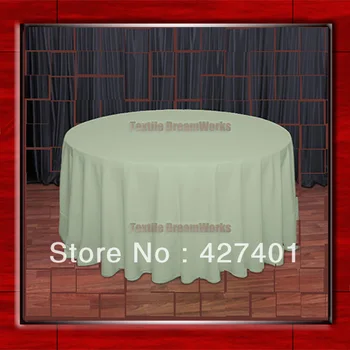 

108"R Celedon 210GSM Polyester plain Table Cloth For Wedding Events & Party Decoration(Factory Direct Sales)