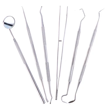 

6pcs/set Stainless Steel Tooth Pick Probe Dental Oral Hygiene Teeth Clean Hygiene Tools Kit With Case