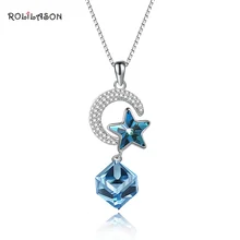 925 sterling silver white crystal blue zircon Necklace pendant,for women wedding gift fashion jewelry SP49 elegant crystal zircon pendant necklace silver white red