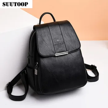 

2019 Women Leather Backpack Fashion Bags for Girl New Female Bagpack Simple Style Casual Travel Backpack Mochila Sac a dos