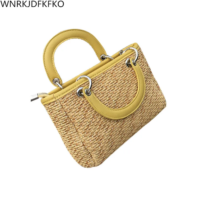 

2018 Women's Straw Bag Hand-Woven Beach Straw Bag Ladies Shoulder Bag Messenger Bag
