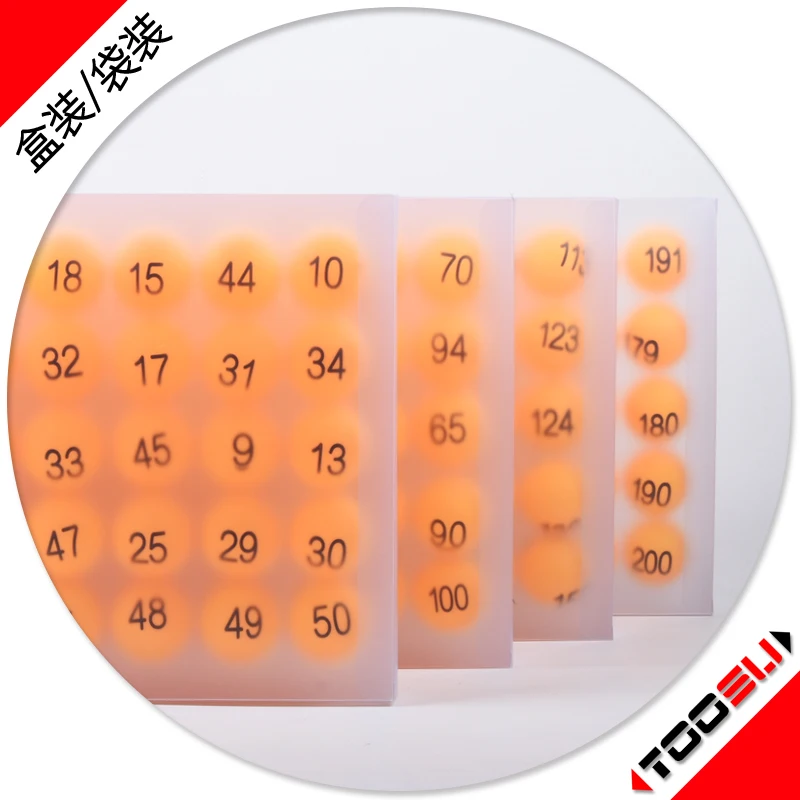 single/double side 01-200 digital number ball seamless game ping pong |