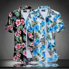 Лето плюс размер хлопок сплошной горошек мужские весенние повседневные рубашки с короткими рукавами узкое, с цветочным принтом подходят для мужчин хип хоп