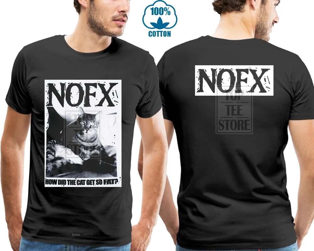 

2 Side Nofx Fat Cat White Black T Shirt Tee Shirt Xs 3Xl