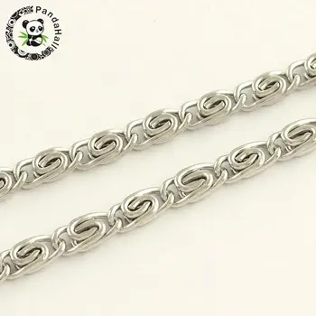 

304 Stainless Steel Chains, Unwelded, Stainless Steel Color, 6x2.6x1.3mm; about 50m/rol