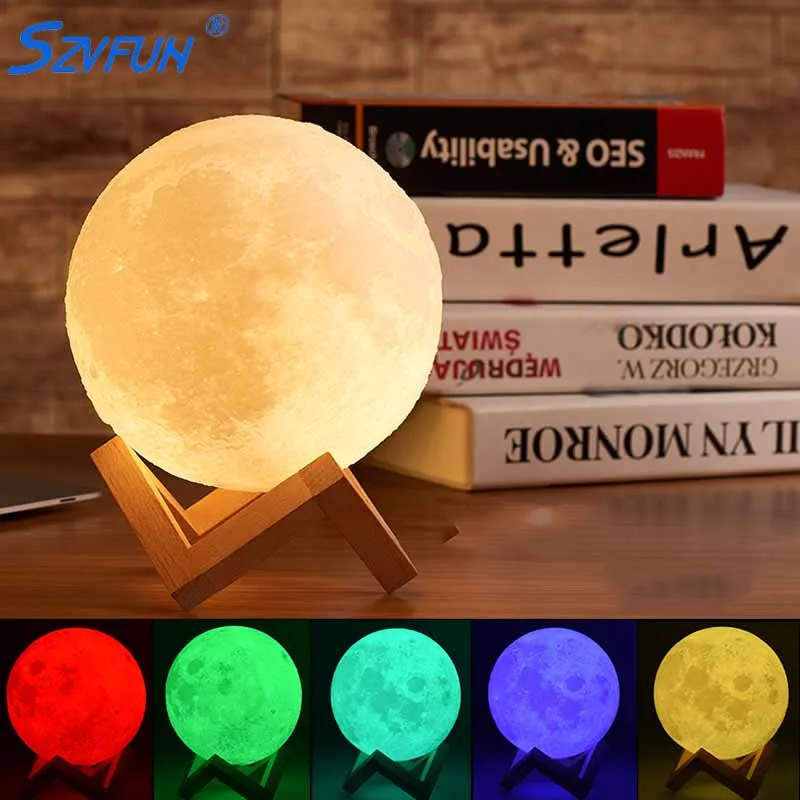 

3D Moon Lamp LED Night Light USB Rechargeable 16 Colors Change Touch Remote Moon Light for Home Decor Children Gifts Night lamp