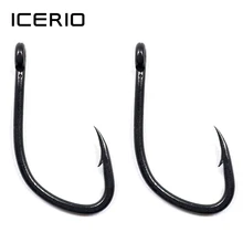 ICERIO 100 шт./упак. тефлоновое покрытие рыболовный крючок на карпа образца Sharp Карп крючки для снаряжения матовый черный V Форма