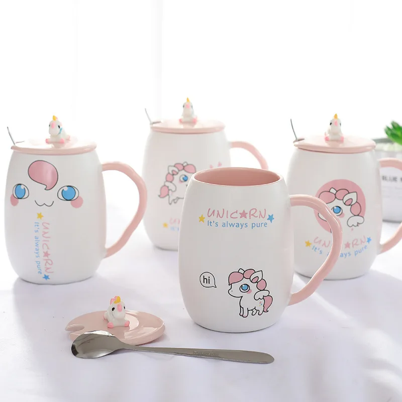 Новинка модная Милая мультяшная кружка в Instagram керамическая для чая с крышкой