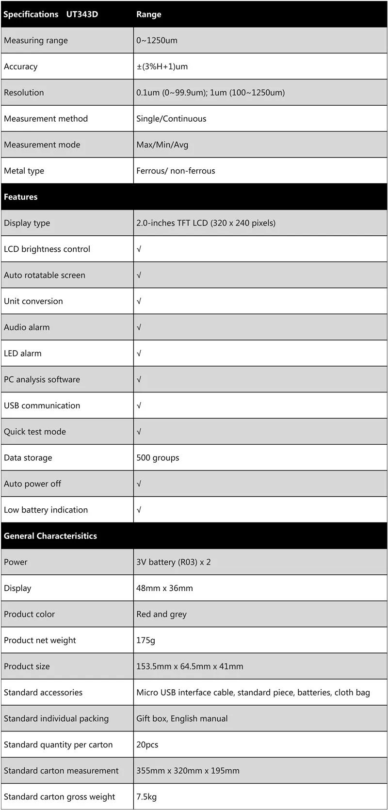 UT343D spec