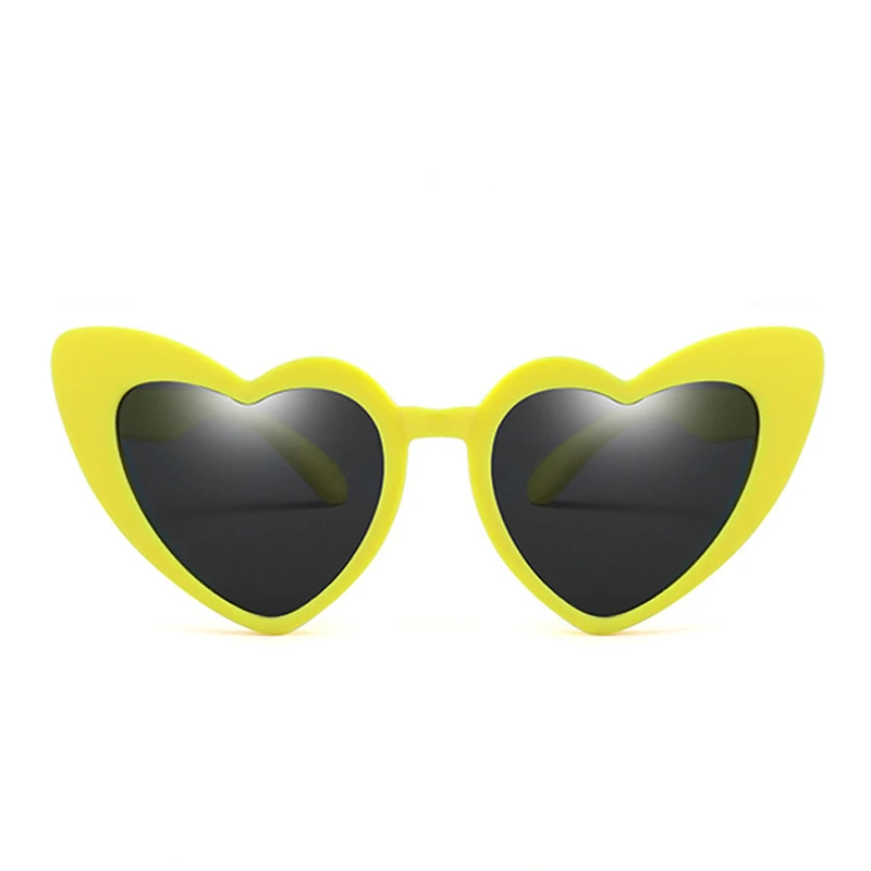 Iboode нижнее белье Girls Love сердца солнцезащитные очки детские, для малышей TR90 поляризованные солнцезащитные очки, очки для детей черный, Розовый Красный Солнцезащитные очки гибкий UV400 - Цвет линз: Yellow