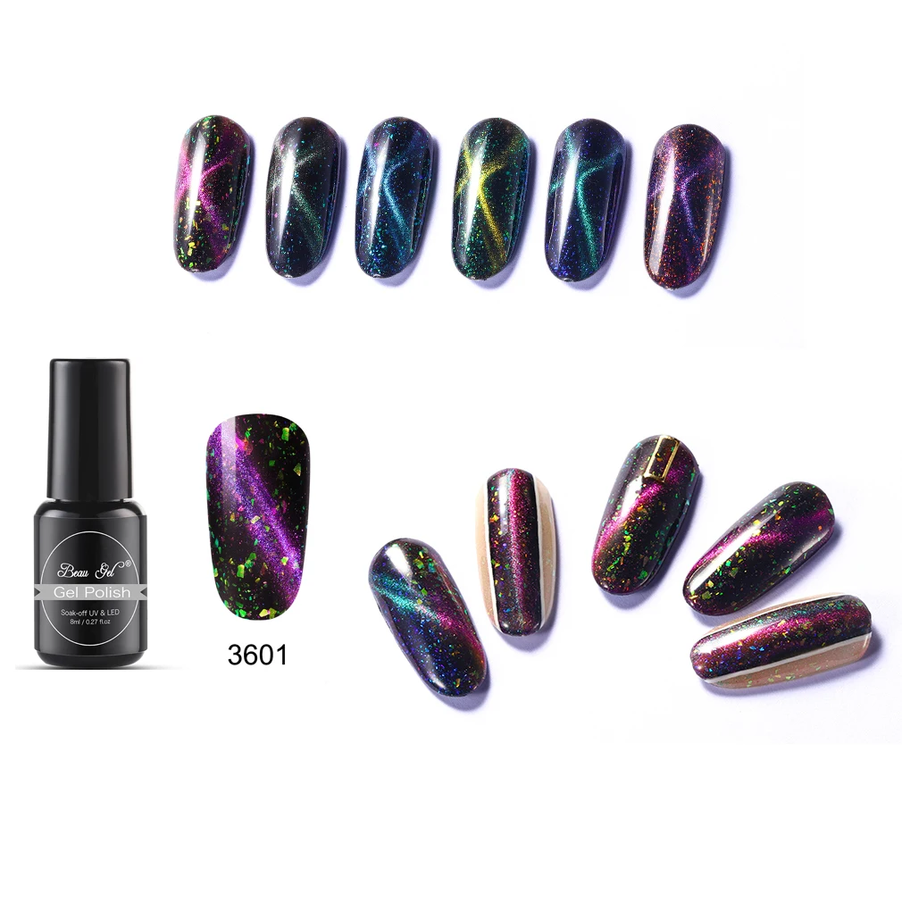 Гель лак Beau Galaxy для ногтей с эффектом кошачий глаз отмачиваемый УФ светодиодный