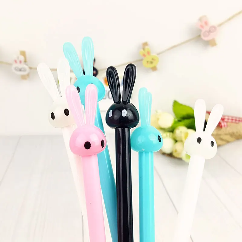 

4pcs/lot Crystal rabbit gel pen 0.5mm gel pen Kawaii students Writing Neutral pens Caneta Office School Stationery Supplies