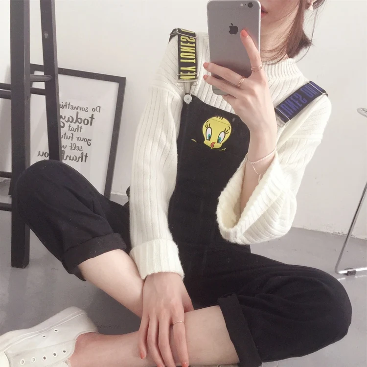 Комбинезоны женские Kawaii мультфильм мягкие женские BF трендовые студенческие корейский стиль Карманы женский свободный элегантный комбинезон Harajuku шик