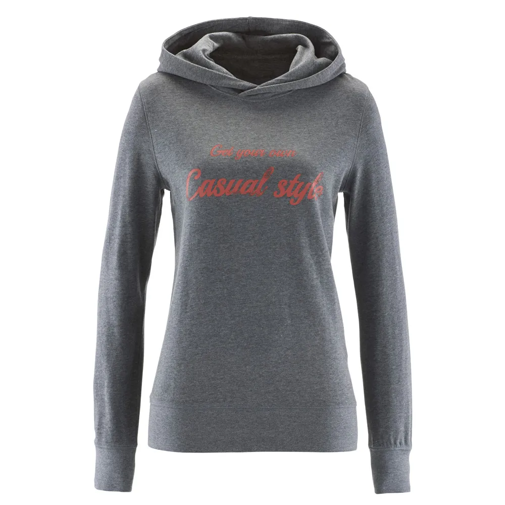 FC0094 Lady's Autumn Long Sleeve Hoodie Sweatershirt Solid Color Letters Print Casual Pullover Tops Tees S-XXL Street Wear