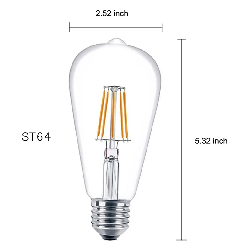 Chiclits Ampoule Led Edison Bulb 2W 4W 6W E27 Led Vinatge Lamp 220V ST64 Lumiere Led Filament Bulb Energy Saving Lights for Home (18)